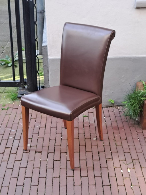 10x Poltrona Frau Leren stoelen Fondata nel 1912 Sedia Vittoria T.Noce Pelle