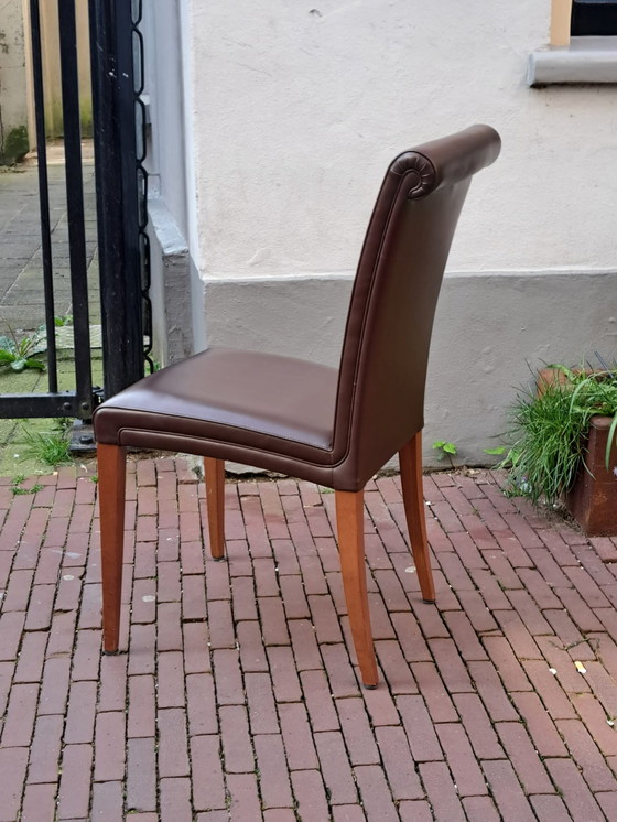 Image 1 of 10x Poltrona Frau Leather Chairs Fondata nel 1912 Sedia Vittoria T.Noce Pelle