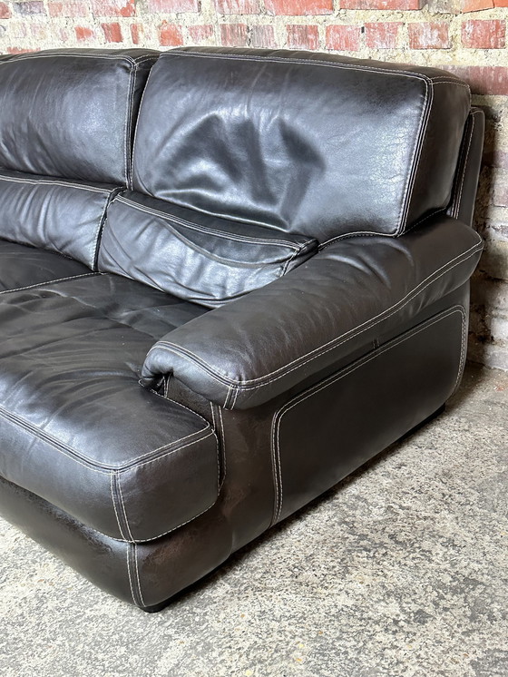 Image 1 of 2 zits leren sofa kleur chocolade Roche Bobois 80'S