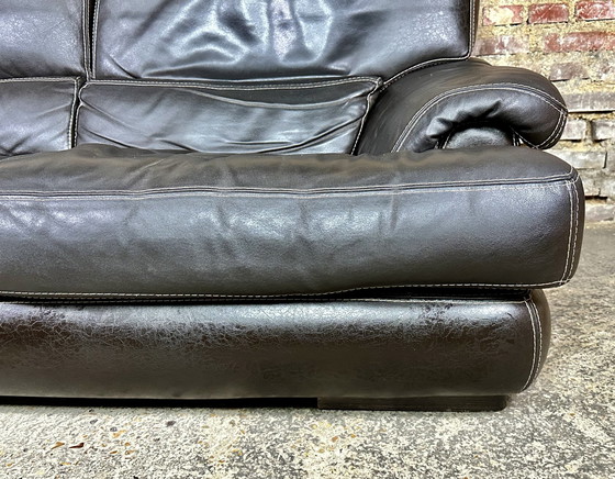 Image 1 of 2 zits leren sofa kleur chocolade Roche Bobois 80'S