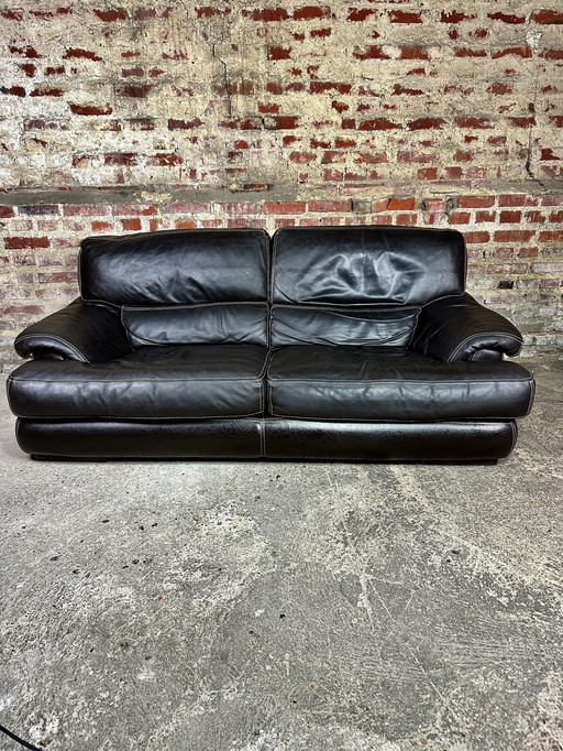 2 zits leren sofa kleur chocolade Roche Bobois 80'S