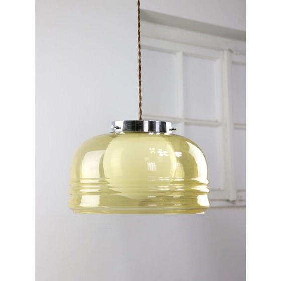 Image 1 of Vintage hanglamp van chroom en glas, Italië 1970