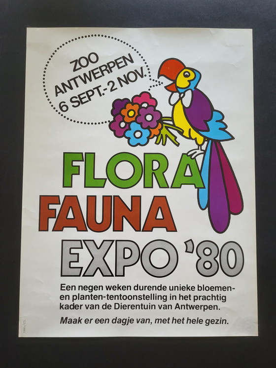 Image 1 of Originele affiche zoo van Antwerpen, expo fauna en flora, 1980