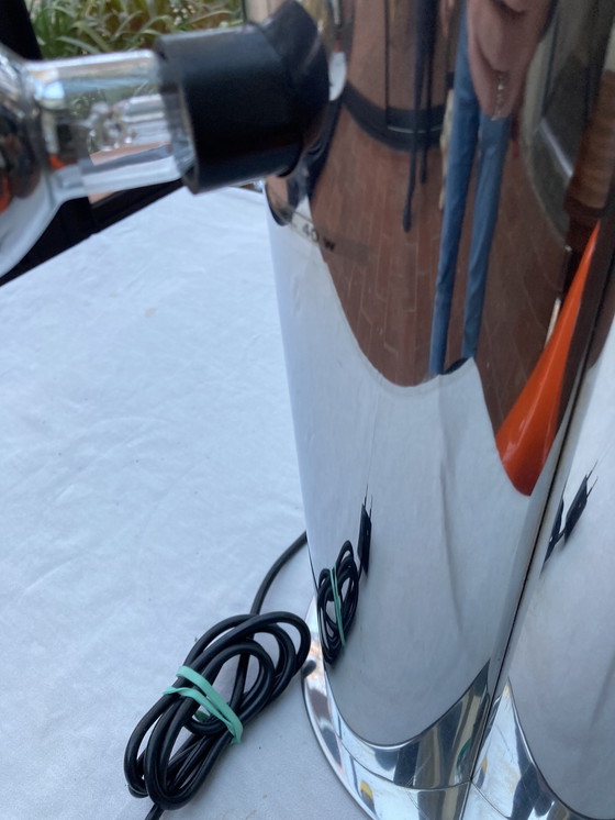 Image 1 of Lamp, Ruimte, Tijdperk Vier Metalen Lampen, Chroom, Vintage, jaren '70