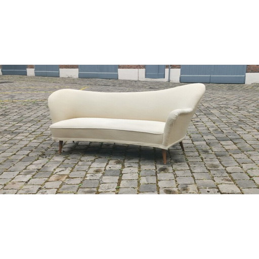 Vintage sculpturale Meridienne bank Zweedse asymmetrische boog 1960