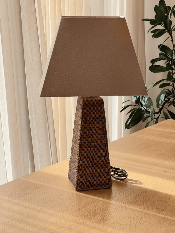 Image 1 of Vintage rotan piramide lamp Xl