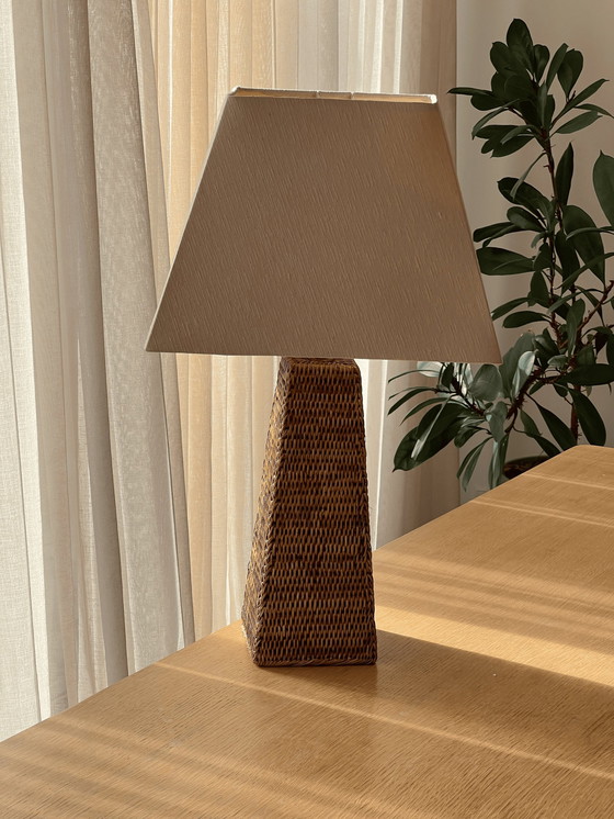 Image 1 of Vintage rotan piramide lamp Xl