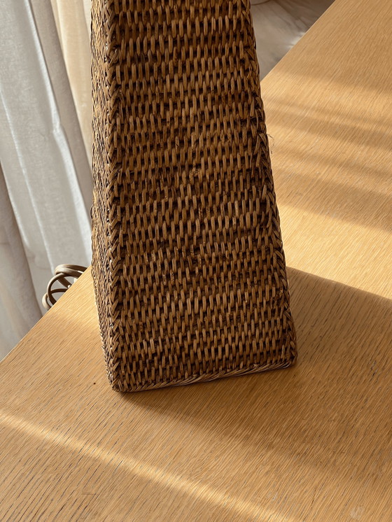 Image 1 of Vintage rotan piramide lamp Xl