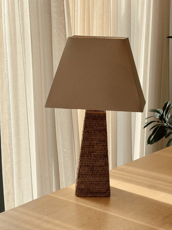 Image 1 of Vintage rotan piramide lamp Xl