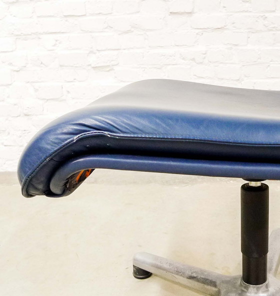 Image 1 of Sitag Ocean Blue Leather Executive Desk Chair by Sitag. Switzerland, 1970s.