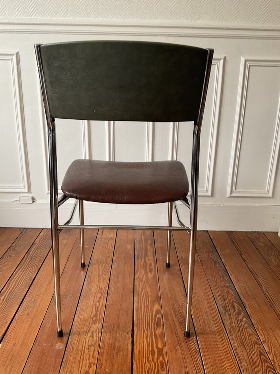 Image 1 of Vintage Skaï en Chroom Tweekleurige Stoel
