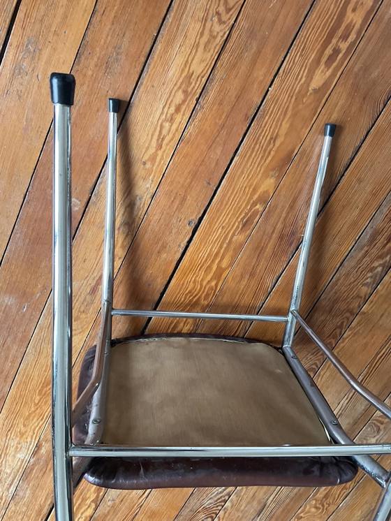 Image 1 of Vintage Skaï en Chroom Tweekleurige Stoel