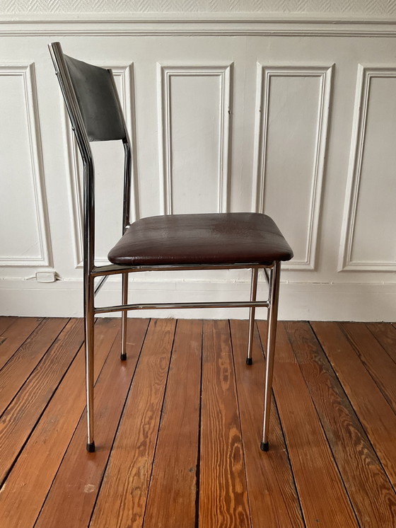 Image 1 of Vintage Skaï en Chroom Tweekleurige Stoel