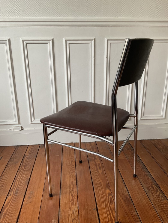 Image 1 of Vintage Skaï en Chroom Tweekleurige Stoel