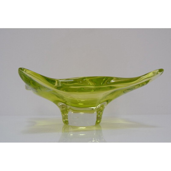 Image 1 of Vintage Art glazen kom van Josef Hospodka voor Glasswork Chribska, Tsjecho-Slowakije 1960