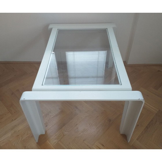 Image 1 of Vintage witte polyurethaan salontafel, Italië 1970