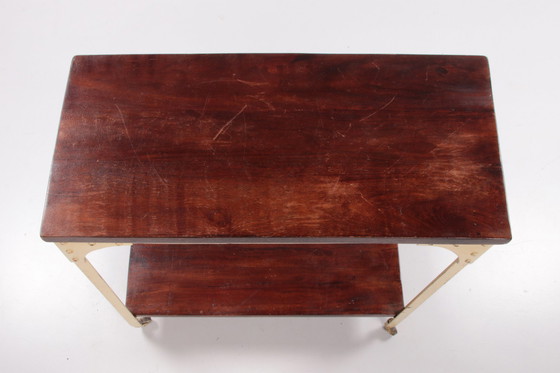 Image 1 of Industriele robuuste sidetable van hout en metaal,1970 Engeland