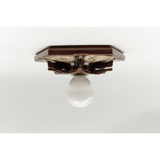 Image 1 of Set van 7 vintage bruine keramische wandlampen, Duitsland 1970