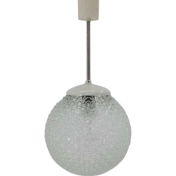 Image 1 of Vintage glazen, metalen en plastic hanglamp, Tsjecho-Slowakije 1960