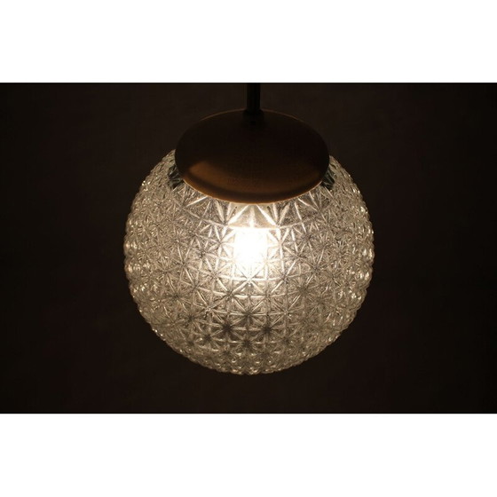 Image 1 of Vintage glazen, metalen en plastic hanglamp, Tsjecho-Slowakije 1960
