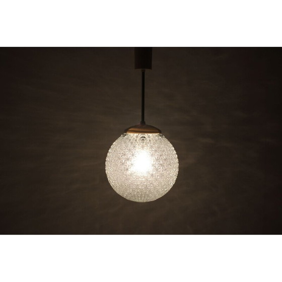Image 1 of Vintage glazen, metalen en plastic hanglamp, Tsjecho-Slowakije 1960