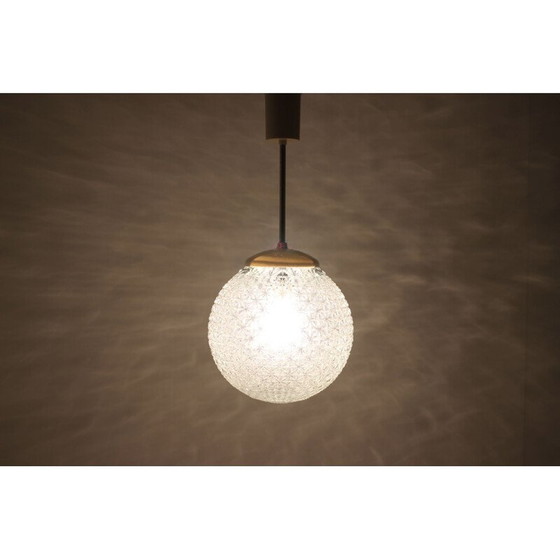 Image 1 of Vintage glazen, metalen en plastic hanglamp, Tsjecho-Slowakije 1960
