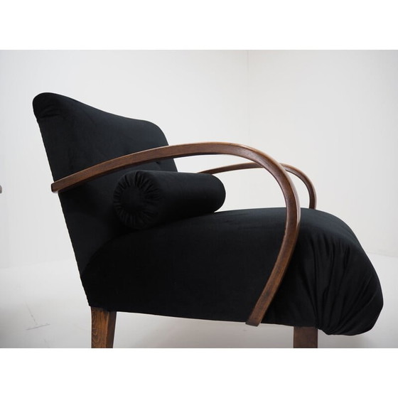 Image 1 of Paar vintage houten en stoffen fauteuils van Jindřich Halabala, Tsjecho-Slowakije 1940