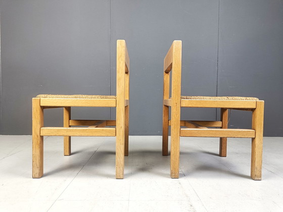 Image 1 of Vintage eiken en rieten stoelen, 1970S