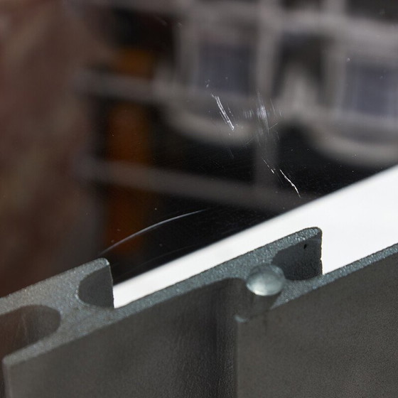 Image 1 of Vintage eettafel in gegoten aluminium en gelakt hout van Giovanni Offredi voor Saporiti, 1970