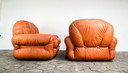 Set van 2 leren Italiaanse fauteuils, 1970's