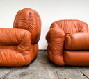 Set van 2 leren Italiaanse fauteuils, 1970's