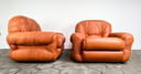 Set van 2 leren Italiaanse fauteuils, 1970's