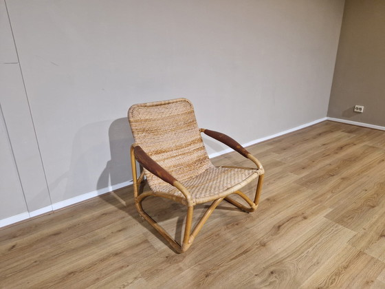 Image 1 of Yamakawa Rattan - Rotan Stoel - Bruin - Lounge Chair- Design