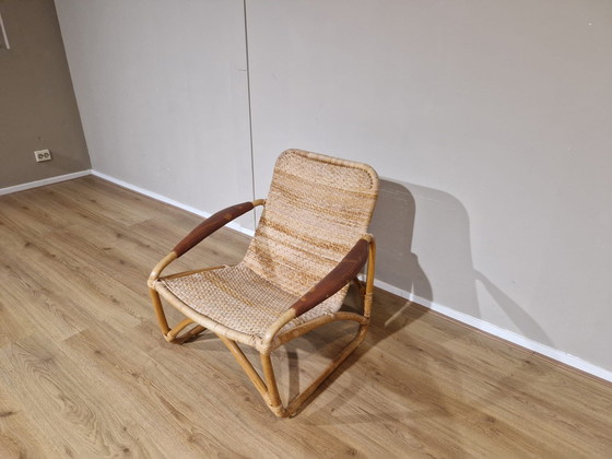 Image 1 of Yamakawa Rattan - Rotan Stoel - Bruin - Lounge Chair- Design