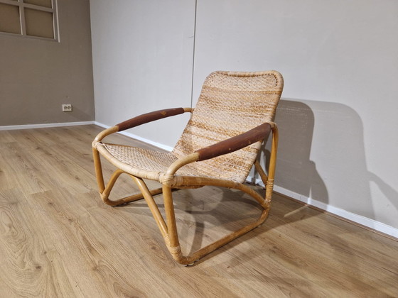 Image 1 of Yamakawa Rattan - Rotan Stoel - Bruin - Lounge Chair- Design