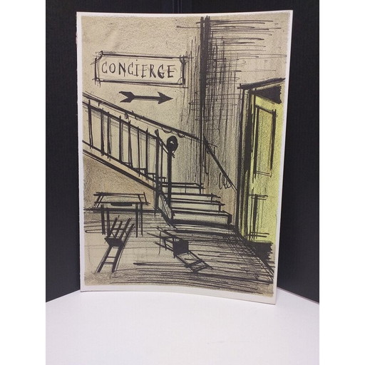Vintage litho "Concierge" door Bernard Buffet voor Mourlot, 1967