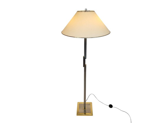 Image 1 of Herda Holland - Vloerlamp - Messing - Chroom  - 3E Kwart 20E Eeuw