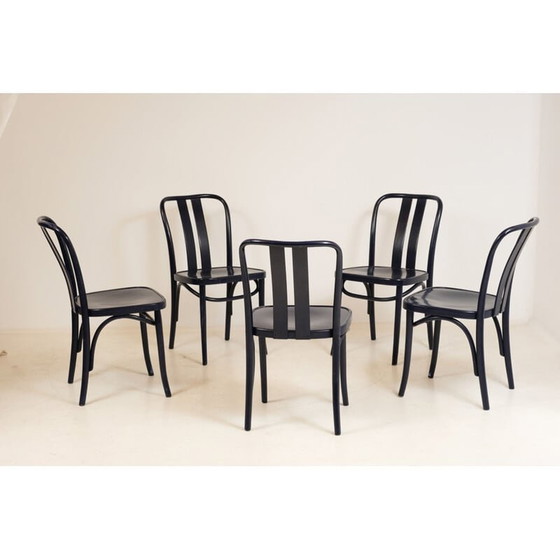 Image 1 of Set van 5 vintage blauwe stoelen ZPM Radomsko 1960