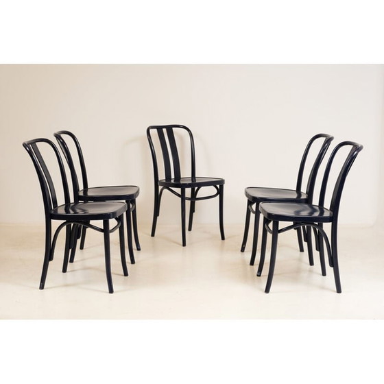 Image 1 of Set van 5 vintage blauwe stoelen ZPM Radomsko 1960