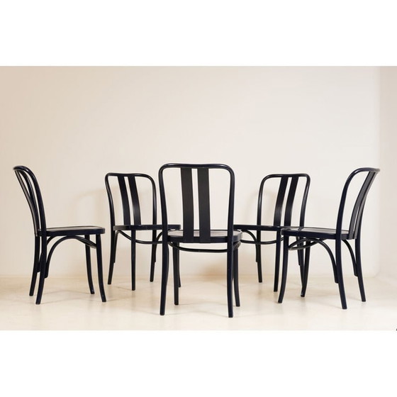 Image 1 of Set van 5 vintage blauwe stoelen ZPM Radomsko 1960