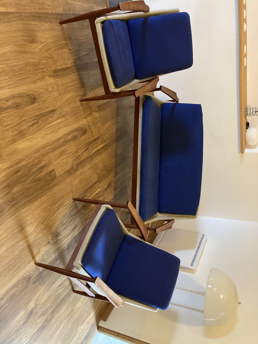 Scandinavische bank en 2 fauteuils uit de jaren 60