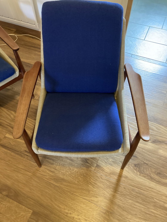 Image 1 of Scandinavische bank en 2 fauteuils uit de jaren 60