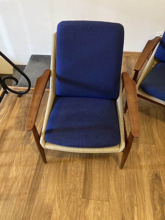 Image 1 of Scandinavische bank en 2 fauteuils uit de jaren 60