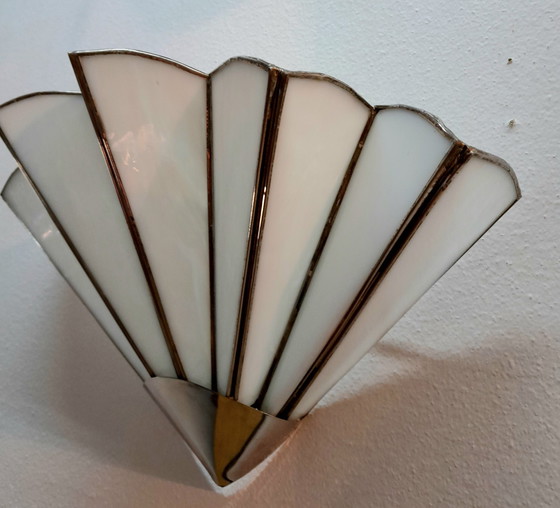 Image 1 of Pâte De Verre Art Deco Waaier Wandlamp