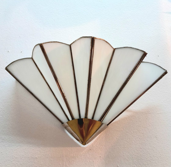 Image 1 of Pâte De Verre Art Deco Waaier Wandlamp