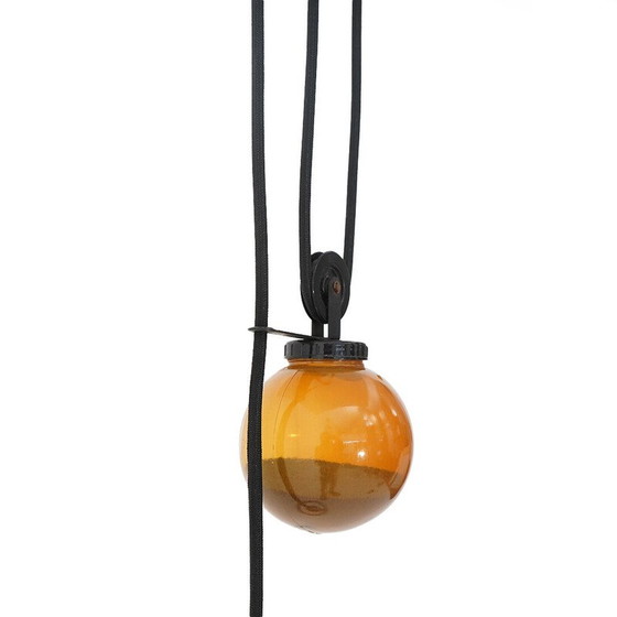 Image 1 of Vintage zwart metalen en plastic kroonluchter van Enzo Mari voor Artemide, Italië 1970