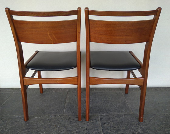 Image 1 of 2x Scandinavische design eetkamerstoelen in teakhout