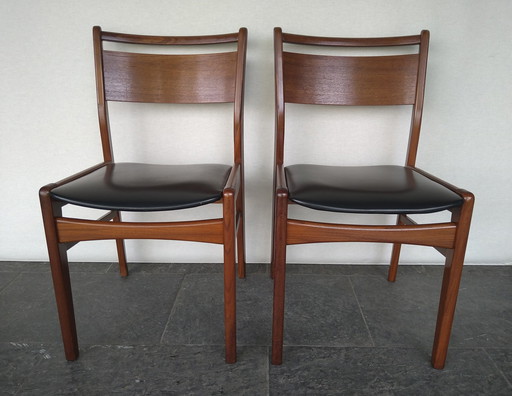 2x Scandinavische design eetkamerstoelen in teakhout