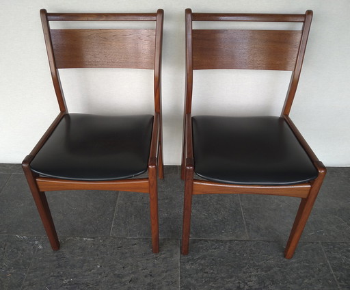 2x Scandinavische design eetkamerstoelen in teakhout