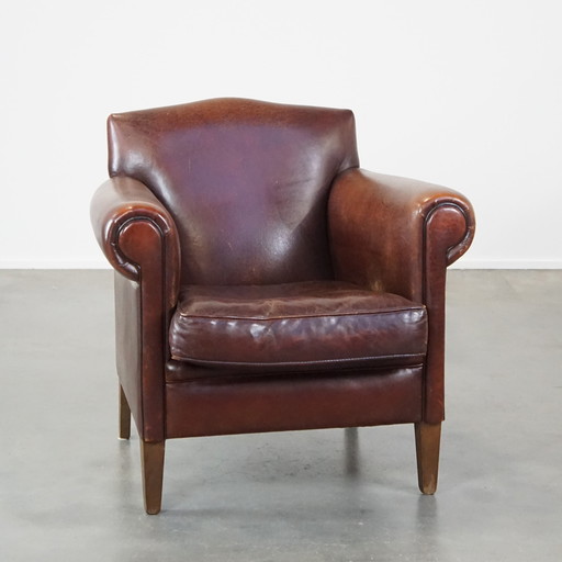 Design Fauteuil/ Armchair Gemaakt Van Schapenleer 